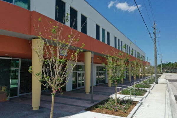 Larcenia Bullard Plaza street level view.